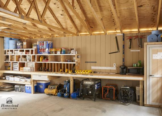 Interior of 24' x 24' Classic 2-Car Attic Garage Display in New Holland