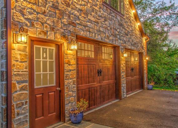 Twilight photo of 24' x 30' Custom 2-Car Garage with Cathedral Ceilings in New Hope PA