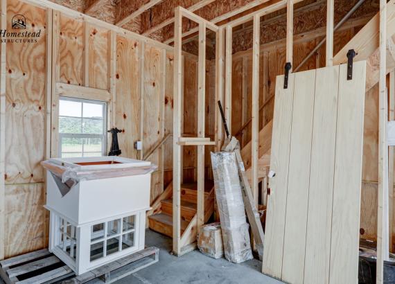 Steps to 2nd floor in 24' x 36' 3-Car Classic 2-Story Garage in Lancaster County