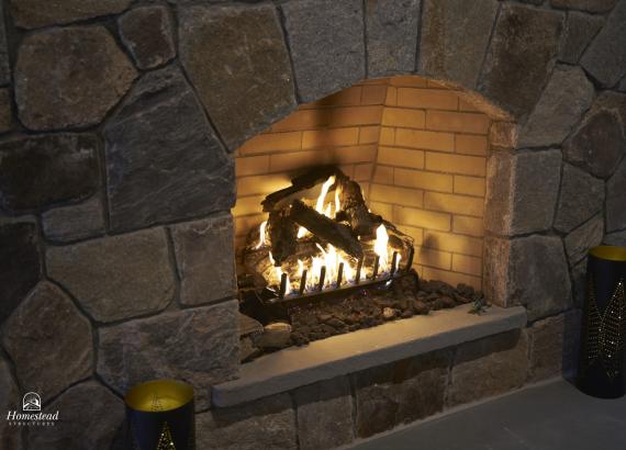 Stone Fire Place in Custom Liberty Pool House
