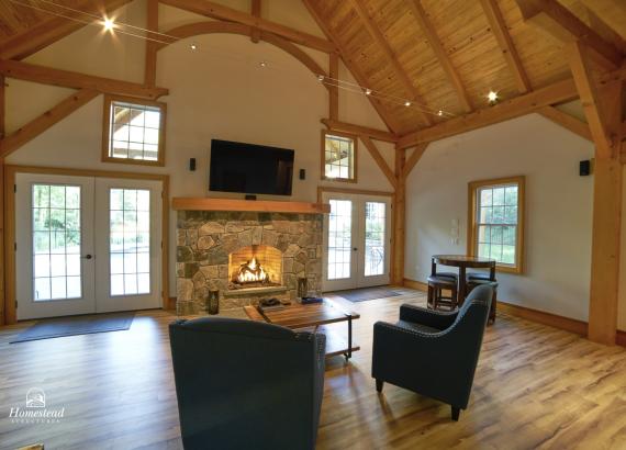 Living Room of 24' x 38' Custom Liberty Pool House in Wilton, CT