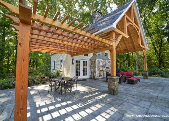 Custom Wood Pergola on 24x38 Liberty Pool House in CT