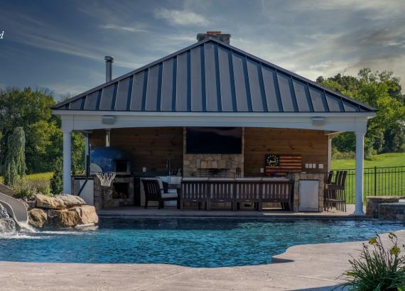 25' x 25' Avalon Hip Pool House with finished interior in Phoenixville PA