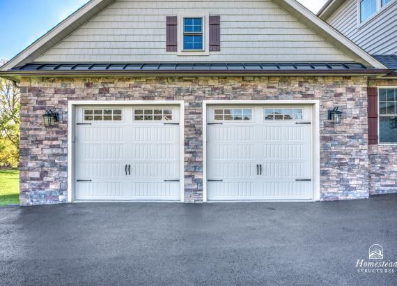 Close up shot of garage doors on a 28' x 22' Classic 2-Car Attached Garage in Clarkesville MD