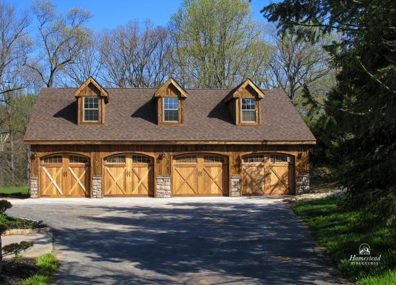 30' x 44' Custom 2-Story, 4-Car Garage with rustic look and mushroom board siding