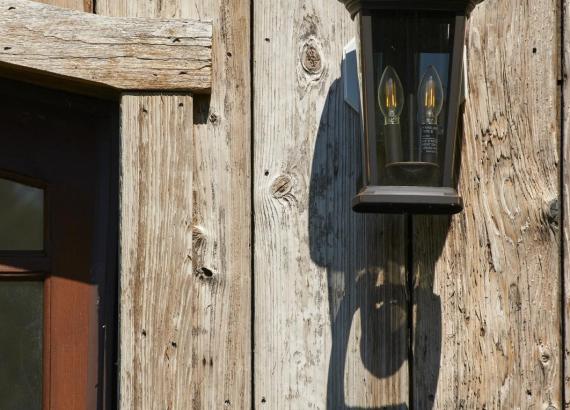 Porch Lights on a 30' x 48' Classic 4-Car 2-Story Garage with Mushroom Board Siding in Princeton New Jersey