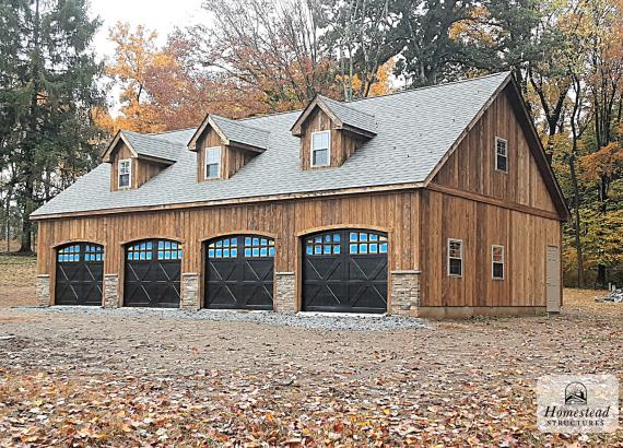 30' x 48' Custom 4-Car 2-Story Garage with Mushroom board siding in Princeton NJ