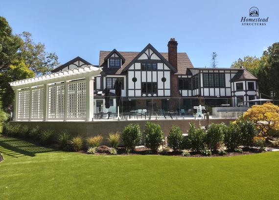 3' x 26' Somerset PVC Pergola with Lattice Privacy Wall