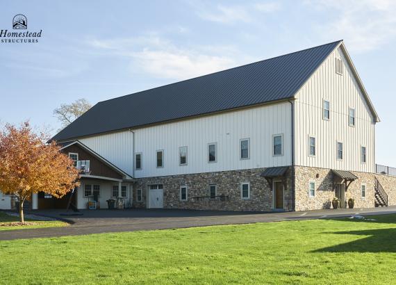 Exterior shot of 44' x 116' Commercial Barn with Office, Event Space, and Gym