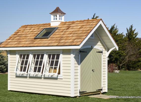 8 x 12 Premier Garden Shed with cupola, skylight & 3 tiltout windows