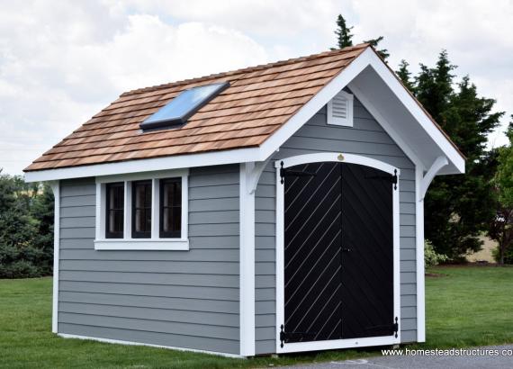 8x12 Premier Farden Shed with skylight and cedar shake shingles in Mclean VA