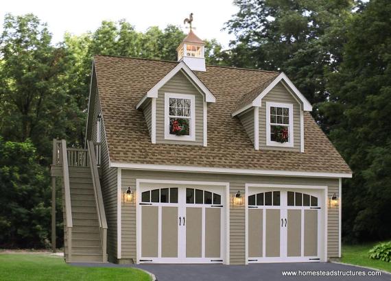 24' x 20' Classic 2 story 2-car a frame garage