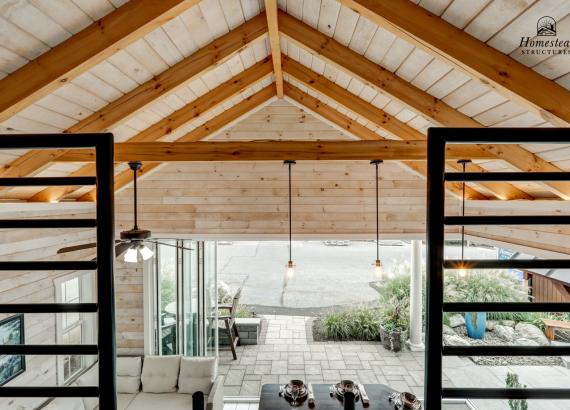 View from Loft of 20' x 24' Custom A-Frame Avalon Pool House Display in New Holland PA