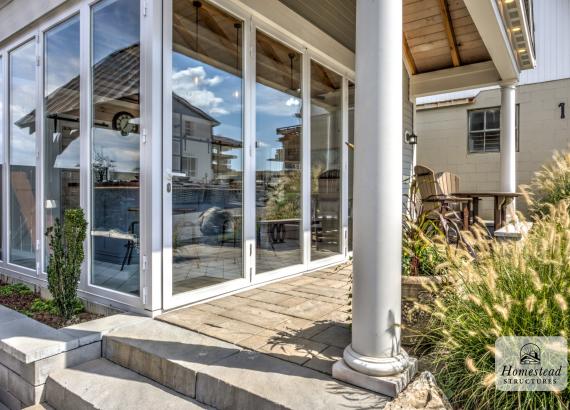 Origin Bi-Fold Doors on 20' x 24' Custom A-Frame Avalon Pool House Display in New Holland PA