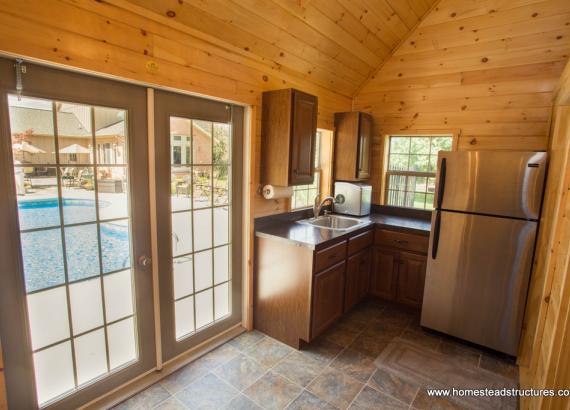 Heritage Pool House Interior with Kitchen