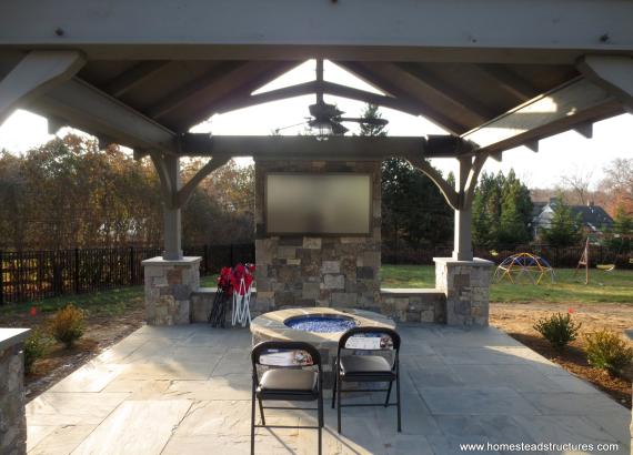 12x14 Timber Frame Pavilion interior Bryn Mawr, PA