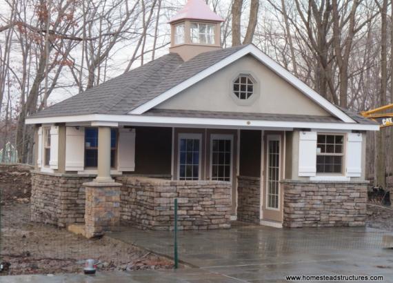 16' x 20' Wellington Poolhouse (Stucco & Stone Veneer)