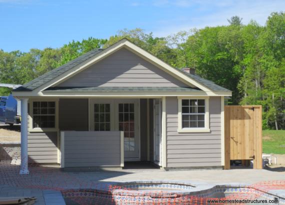 Wellington pool house with exterior shower