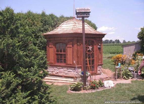 Mushroom Wood Garden Belle with Stone Facade