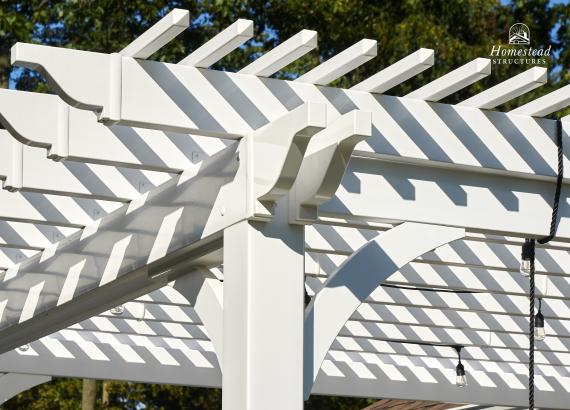 Detail shot of vinyl pergola in Quakertown, PA