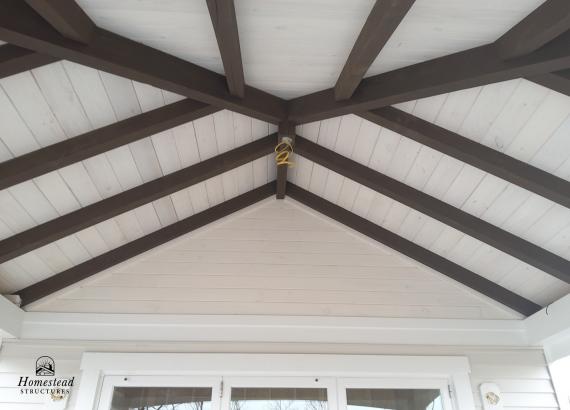 Pine T&G ceiling with stained timberframe rafters in NJ