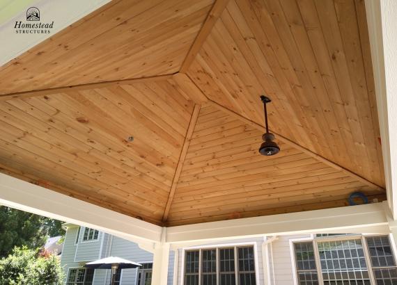 Pine Tongue & Grove Ceiling in our Vintage Pavilion in West Chester PA