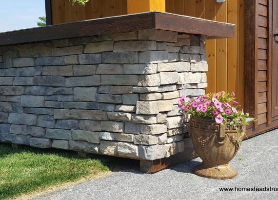 10' x 12' Timberframe Siesta Pool House with stone facade