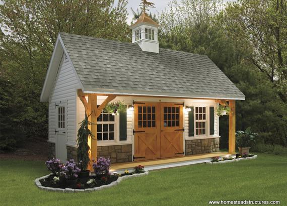 12' x 20' Heritage Pool House w/ Timber Frame Porch (vinyl siding)