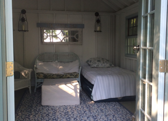 White interior of 12' x 14' Classic A-Frame Napping Shed