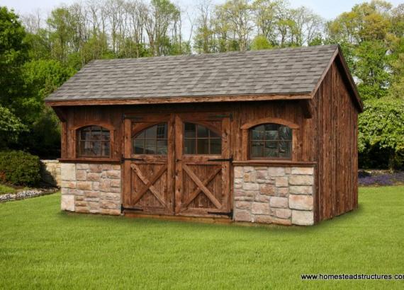 Carriage House Shed with mushroom board siding