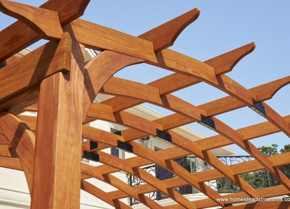 Close up of 10x14 arched wood pergola