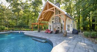 Custom Liberty Pool House with Wood Pergola in CT