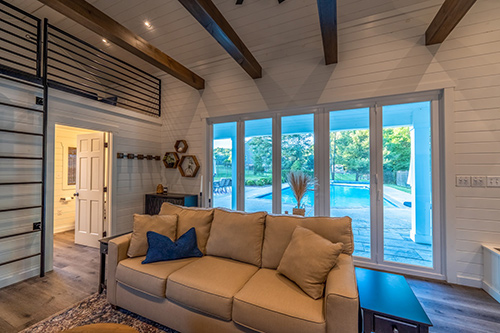 Backyard pool house interior
